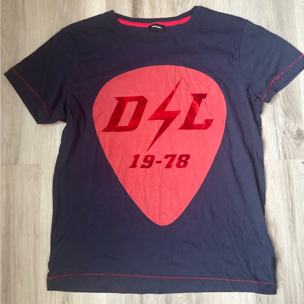 Diesel Navy T-Shirt with Red Graphic
